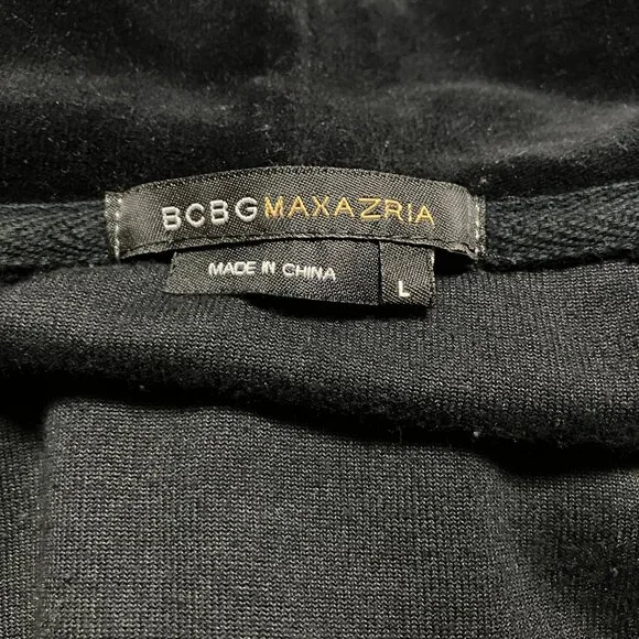 BCBG Maxazria Black Velour Hoodie With Green Butterflies, Size Large, Full Zip - Picture 13 of 13